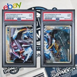 Sequential PSA 9 Palkia Dialga Pokemon HGSSTriumphant Legend Holo Set #101 #102 - Picture 1 of 3