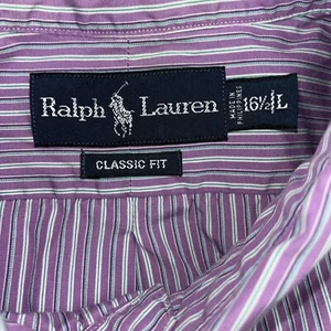 Ralph Lauren Hemd Herren Größe 16 1/2 L Lila Streifen Classic Fit Langarm - Bild 1 von 11