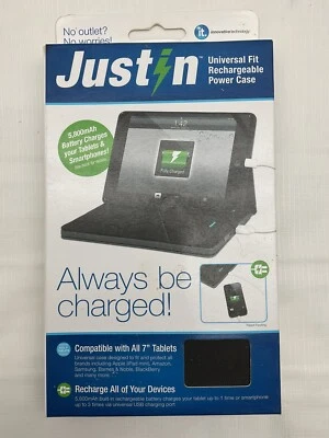 FUNDA DE ALIMENTACIÓN RECARGABLE Justin Ajuste Universal para Todas las Tabletas y Teléfonos Inteligentes de 7" Foto 1 de 4