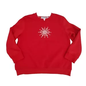 Vintage 90s Speculation Snowflake Sweatshirt Size PM Red Embroidered Pullover - Bild 1 von 12