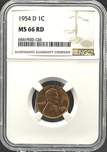✅  1954 D  Lincoln 1C Wheat Penny 🔥 NGC MS 65 RD - Crisp Cent Details  ✅ - Picture 1 of 2