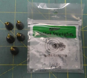 (5 Pack) Bass Casting Bullet Weights 3/8oz SS38 Line Attachment Classic Weights - Picture 1 of 7