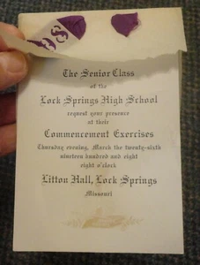 Comienzo de escuela secundaria Lock Springs Missouri 1908 - 7 estudiantes graduándose - Imagen 1 de 3