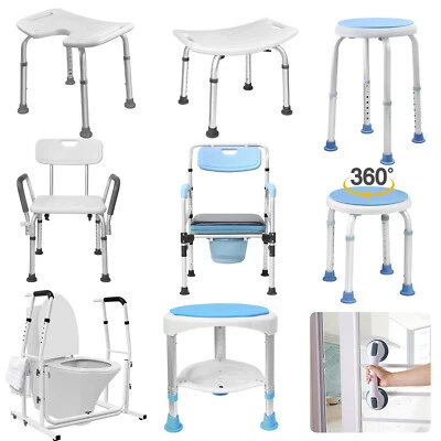 360° Drehbar Duschhocker Badhocker & Duschgriff Duschsitz Verstellbar Duschstuhl - Bild 1 von 4