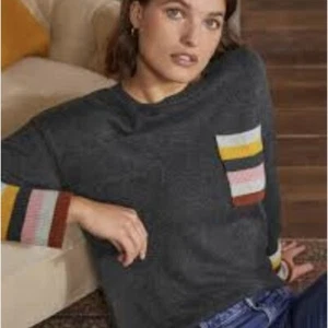 Boden Gray Stripe Pockets Cuffs Sweater Sz 4 Wool Blend Oversized Lagenlook - Picture 1 of 7