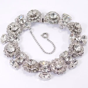 WEISS CLEAR RHINESTONE ICE FLOWER BRACELET  - Picture 1 of 5