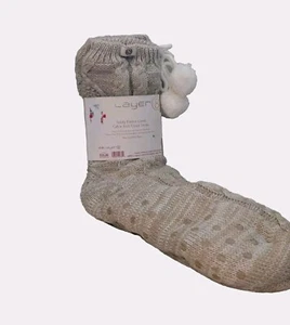 NWT Wm Layer 8 Teddy Fleece Lined Cable Knit Cloud Socks Enriched W/Shea Butter - Picture 1 of 6