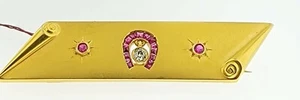 ANTIKE ALTE MINE DIAMANT & RUBINE 18kt Bar Brosche Pin mit Glückshufeisen ~ C.1890 - Bild 1 von 5