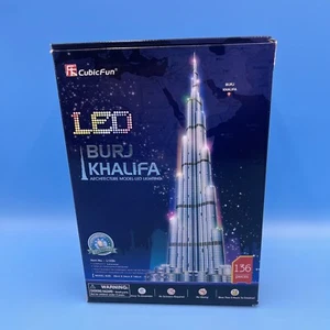 Burj Khalifa Dubai Rompecabezas 3D Iluminación LED Diversión Cúbica 136 Piezas - 146cm Alto - Imagen 1 de 6