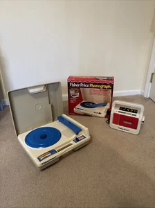 Vintage 1984 Fisher Price Phonograph Record & Cassette Tape Player Box Work READ - Picture 1 of 24