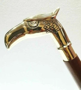 Vintage Solid Brass Eagle Head Handle Style Victorian Wooden Walking Stick Cane - Picture 1 of 7
