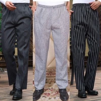 Hot Professional Mens Chef Trousers Kitchen Catering Cook Pants Uniform Work - Image 1 of 4