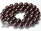 10mm Chocolate Sea Shell Pearl Necklace 18''AAA  ##HL019   