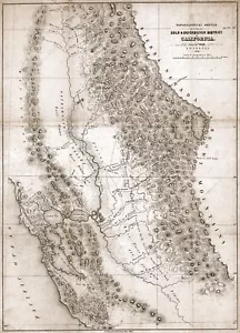 1848 TOPO MAP OF 1848 GOLD AND QUICKSILVER DISTRICT OF CALIFORNIA - Picture 1 of 2