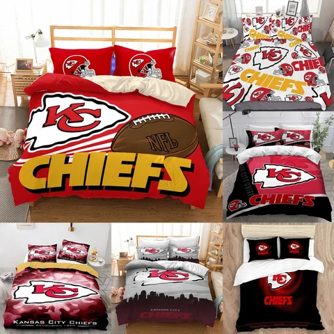 Kansas City Chiefs 3 Pieces Bedding Set Pillowcases Quilt/Duvet/Comforter Cover Cover