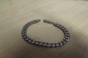 Vintage Sterlingsilber 925 Kubanisches Gliederarmband 8" mal 9 mm 23,99 Gramm - Bild 1 von 4