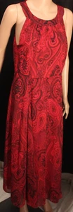 Tommy Hilfiger dress size 10 red paisley sleeveless zip down. NWT valued $119 - Picture 1 of 9