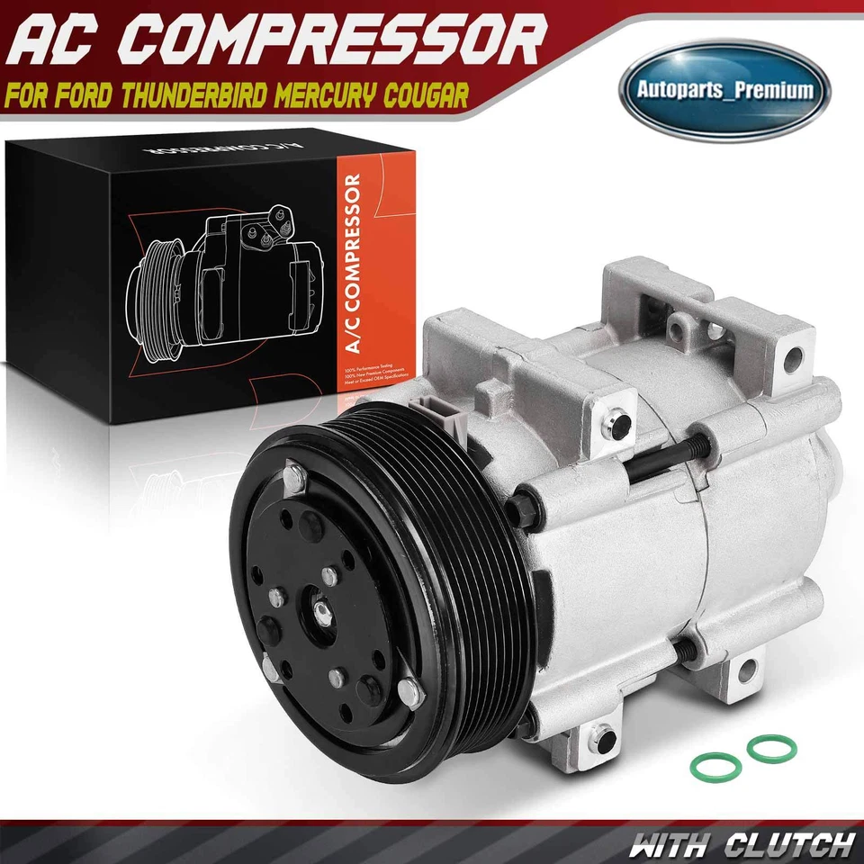 A/C Compressor w/ Clutch for Ford Thunderbird 1989-1995 Mercury Cougar 1989-1990 - Image 1 of 4