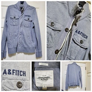 Abercrombie Fitch Jacket Mens Large Muscle Grey Military Field Heavy Sweater Y2K - Bild 1 von 18