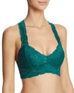 Free People NWT Womens Small Galloon Lace Racerback Bralette Bra ob590924 Green