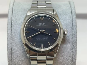*Very Rare* 1969 Rolex Oyster Perpetual Matte Black T Dial Watch 1002 - Picture 1 of 7