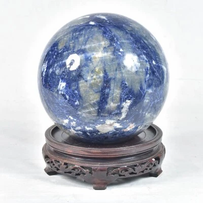 Antique Large Polished Blue Marble Ball - Image 1 of 3