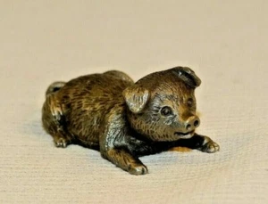 WILCOK HUDSON MINIATURE FINE PEWTER FIGURINE PIG LAYING ON IT'S BELLY - Picture 1 of 5
