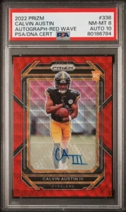 Calvin Austin III RC Rookie Auto 2022 Panini Prizm Red Wave PSA 8 Auto 10 - Picture 1 of 3