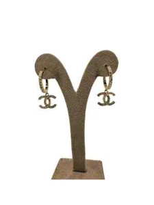 Chanel CC Boucles D'Orielles Dangle Hoop Earrings - Picture 1 of 4