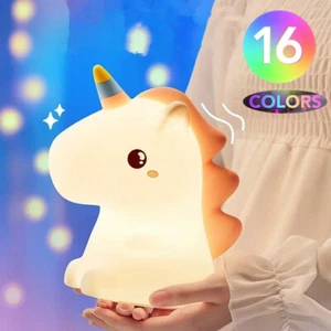16Farben Nachtlicht Kinder LED Touch Lampe Tischlampe Einhorn Silikon Nachtlampe - Bild 1 von 12
