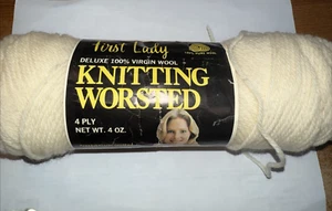 Vintage First Lady yarn KNITTING WORSTED #8201 White - 3 oz partial skein - Picture 1 of 6