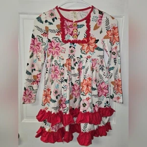 Matilda Jane Dress Size 8 Talk About Floral Christmas Valentine EUC Girls - Picture 1 of 9