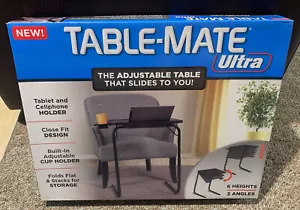 Table Mate Ultra Folding TV Tray Table and Cup Holder 6 Heights 3 Angles Black S - Picture 1 of 4