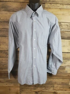Arrow klassische Passform Button-Down Hemd Herren 2XL grau gestreift Brustumfang 58" Länge 30,5" - Bild 1 von 7