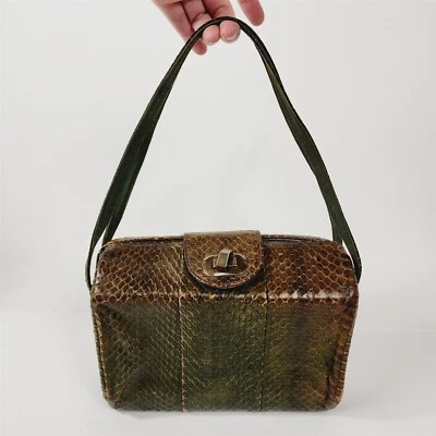Vintage Green Snakeskin Purse Handbag - Image 1 of 4