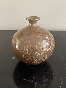 Signed Crystalline Brown Ground Studio Glazed 1981 Pottery Vase - Picture 1 of 6