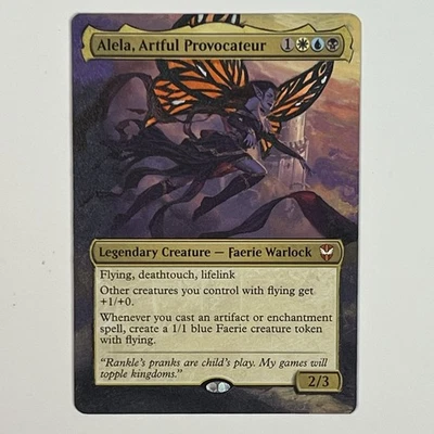 MTG Alela, Artful Provocateur Alter, Hand Painted, Altered Card, Butterfly Wings - Image 1 of 4