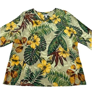 Denim & Co Printed Floral Jersey V-Neck 3/4-Sleeve Top Women’s Size XL New 9265 - Picture 1 of 6