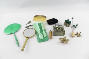 Womens Vanity Collectables Greens Inc Hat Pins Mirror Scent Bottle Lipstick Case - Picture 1 of 10