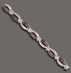 9ct Emerald Cut Simulated Pink Ruby Women Tennis Bracelet 14k White Gold Plated - Picture 1 of 5
