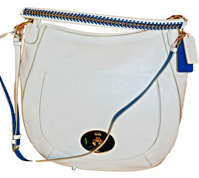 BOLSO DE HOMBRO HOBO COACH 35409 CUERO CÍRCULO LATIGAZO CERVICAL TIZA/DENIM $475.00 Foto 1 de 4