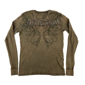 Camisa Térmica Affliction Para Hombres Manga Larga Verde Oliva Estampado Gráfico Talla Grande - Imagen 1 de 12