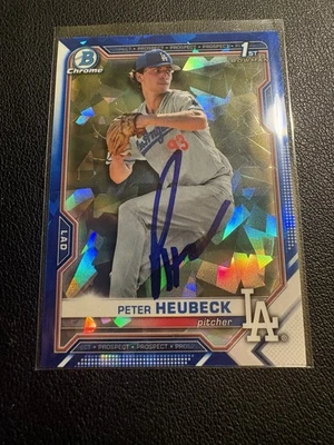 Peter Heubeck Signed 2021 Bowman Draft Sapphire Chrome 1st BCD-146 Ip Auto Gtp - Image 1 of 2