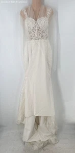 Justin Alexander Ivory Floral lace Sleeveless Wedding Maxi Womens Dress Size 12 - Picture 1 of 6