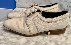 Giorgio Brutini Schuhe Herren Größe 9,5 M Elfenbein Krokoprägung Oxford Schnürschuhe 934499-2 - Bild 1 von 14