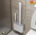 Wall Mounted Silicone Toilet Brush with Holder – Long Handle WC Cleaner