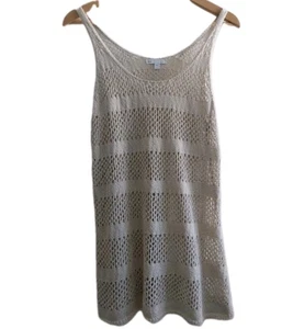 Camiseta sin mangas Y2K Gap tejida a ganchillo sin mangas/cubrir para nadar avena beige L playa - Imagen 1 de 7