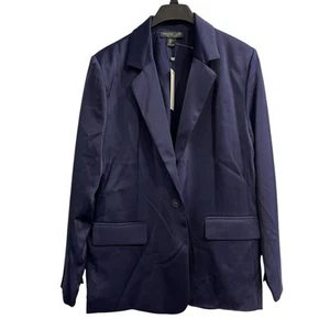 Blazer Rachel Zoe donna XL blu navy giacca raso lungo cocktail neutro festa - Foto 1 di 10