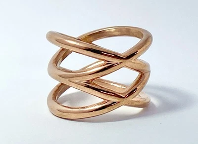 Anillo Doble X Acero Inoxidable en Plata, Oro Amarillo u Oro Rosa, EE. UU. Envío Foto 1 de 2