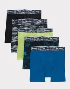 Hanes Boys Boxer Briefs 5-Pack Mesh Tween X-TEMP Assorted Prints & Solids S-XL - Picture 1 of 7